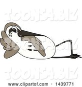 Vector Illustration of a Cartoon Sandpiper Bird School Mascot Relaxing by Mascot Junction
