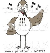 Vector Illustration of a Cartoon Sandpiper Bird School Mascot Singing by Mascot Junction