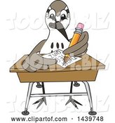 Vector Illustration of a Cartoon Sandpiper Bird School Mascot Taking a Quiz by Mascot Junction