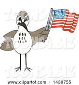 Vector Illustration of a Cartoon Sandpiper Bird School Mascot Waving an American Flag by Mascot Junction
