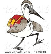 Vector Illustration of a Cartoon Sandpiper Bird School Mascot Wearing a Backpack by Mascot Junction