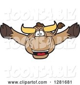 Vector Illustration of a Cartoon School Bull Mascot Leaping Outwards by Mascot Junction