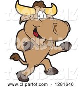 Vector Illustration of a Cartoon School Bull Mascot Running by Mascot Junction