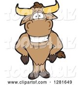 Vector Illustration of a Cartoon School Bull Mascot with His Hands on His Hips by Toons4Biz