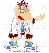 Vector Illustration of a Cartoon Scientist Chimp Mascot Gesturing by Mascot Junction