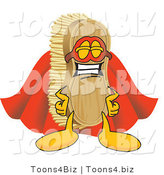 Vector Illustration of a Cartoon Scrub Brush Mascot Dressed As a Super Hero by Mascot Junction