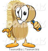 Vector Illustration of a Cartoon Scrub Brush Mascot Looking Through a Magnifying Glass by Mascot Junction