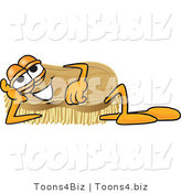 Vector Illustration of a Cartoon Scrub Brush Mascot Lying on His Side and Resting His Head on His Hand by Mascot Junction