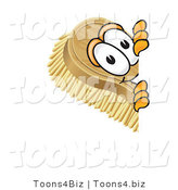 Vector Illustration of a Cartoon Scrub Brush Mascot Peeking Around a Corner by Mascot Junction