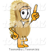 Vector Illustration of a Cartoon Scrub Brush Mascot Pointing Upwards by Mascot Junction