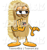 Vector Illustration of a Cartoon Scrub Brush Mascot Whispering by Toons4Biz