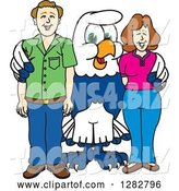 Vector Illustration of a Cartoon Seahawk Mascot Posing with Parents by Mascot Junction