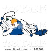 Vector Illustration of a Cartoon Seahawk Mascot Resting on His Side by Mascot Junction