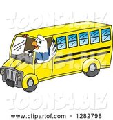 Vector Illustration of a Cartoon Seahawk Mascot Waving and Driving a Bus by Mascot Junction
