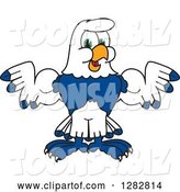 Vector Illustration of a Cartoon Seahawk Sports Mascot Flexing His Muscles by Mascot Junction