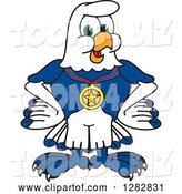 Vector Illustration of a Cartoon Seahawk Sports Mascot Wearing a Medal by Toons4Biz