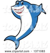 Vector Illustration of a Cartoon Shark School Mascot Cheering by Mascot Junction