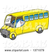 Vector Illustration of a Cartoon Shark School Mascot Driving a School Bus by Mascot Junction
