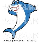 Vector Illustration of a Cartoon Shark School Mascot Flexing His Fins by Mascot Junction