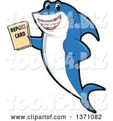 Vector Illustration of a Cartoon Shark School Mascot Holding a Report Card by Mascot Junction