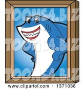 Vector Illustration of a Cartoon Shark School Mascot Portrait by Mascot Junction