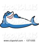 Vector Illustration of a Cartoon Shark School Mascot Resting on His Side by Mascot Junction