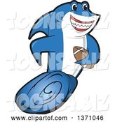 Vector Illustration of a Cartoon Shark School Mascot Swimming with an American Football by Toons4Biz