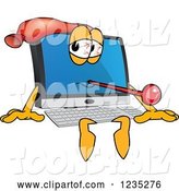 Vector Illustration of a Cartoon Sick PC Computer Mascot with a Head Pack and Thermometer by Toons4Biz