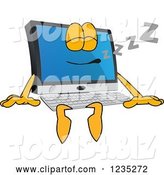 Vector Illustration of a Cartoon Sleeping PC Computer Mascot by Mascot Junction