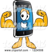 Vector Illustration of a Cartoon Smart Phone Mascot Flexing by Mascot Junction