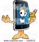 Vector Illustration of a Cartoon Smart Phone Mascot Holding a Pencil by Mascot Junction