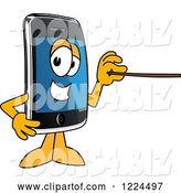 Vector Illustration of a Cartoon Smart Phone Mascot Holding a Pointer Stick by Mascot Junction