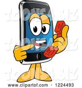 Vector Illustration of a Cartoon Smart Phone Mascot Holding a Telephone by Mascot Junction