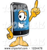 Vector Illustration of a Cartoon Smart Phone Mascot Pointing up by Toons4Biz