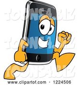 Vector Illustration of a Cartoon Smart Phone Mascot Running by Toons4Biz