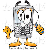 Vector Illustration of a Cartoon Smart Phone Mascot Using a Magnifying Glass by Mascot Junction