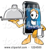 Vector Illustration of a Cartoon Smart Phone Mascot Waiter by Mascot Junction