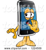 Vector Illustration of a Cartoon Smart Phone Mascot Whispering by Mascot Junction