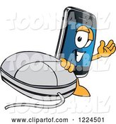 Vector Illustration of a Cartoon Smart Phone Mascot with a Computer Mouse by Mascot Junction