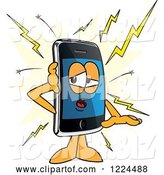 Vector Illustration of a Cartoon Smart Phone Mascot with a Glitch by Mascot Junction