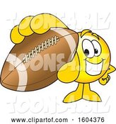 Vector Illustration of a Cartoon Smiley Mascot Grabbing a Football by Mascot Junction