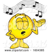 Vector Illustration of a Cartoon Smiley Mascot Singing by Mascot Junction