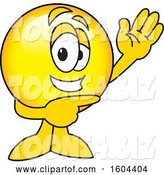Vector Illustration of a Cartoon Smiley Mascot Waving and Pointing by Mascot Junction