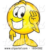 Vector Illustration of a Cartoon Smiley Mascot Waving by Mascot Junction