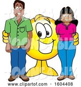 Vector Illustration of a Cartoon Smiley Mascot with Parents by Mascot Junction
