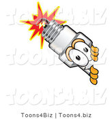 Vector Illustration of a Cartoon Spark Plug Mascot Peeking Around a Corner by Toons4Biz