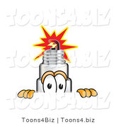Vector Illustration of a Cartoon Spark Plug Mascot Peeking over a Surface by Mascot Junction