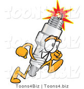 Vector Illustration of a Cartoon Spark Plug Mascot Running by Mascot Junction