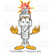 Vector Illustration of a Cartoon Spark Plug Mascot Welcoming with Open Arms by Mascot Junction