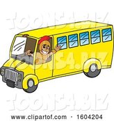 Vector Illustration of a Cartoon Spartan Warrior Mascot Driving a School Bus by Mascot Junction